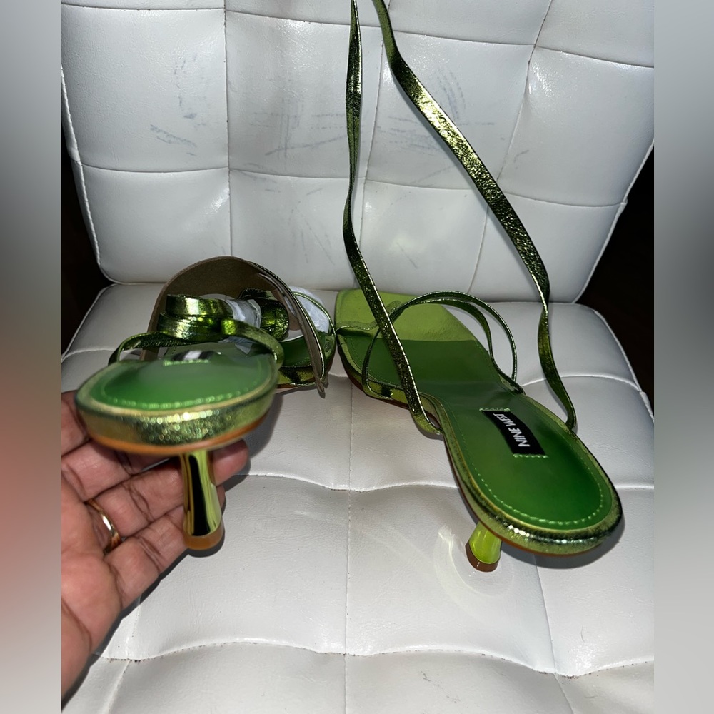 Nine West Metallic GREEN Strapped Shoe